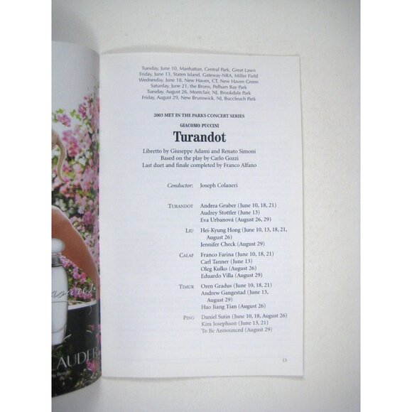 Metropolitan Opera Playbill 2003 Turandot Lucia Di Lammermoor Edoardo Muller - Picture 3 of 5
